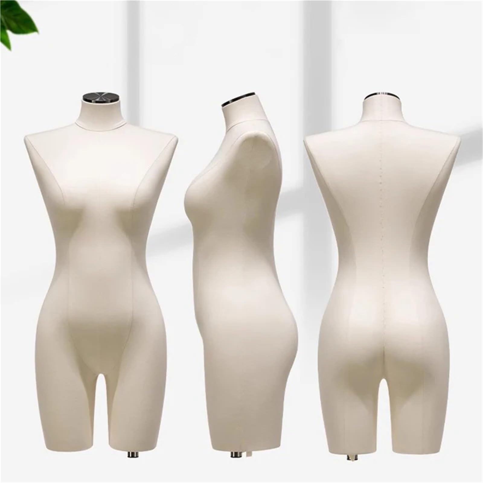 Schneiderpuppe Weiße langbeinige Schaufensterpuppe Vêtement Femmes Kleid Form Eine weibliche Attrappe Halbkörper for Kleidung Display(Silver Base)