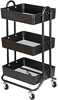 Vista 12 de DESIGNA 3-Tier Utility Storage Rolling Cart with Removable Pegboard & Extra Storage Baskets Hooks, Metal Craft Art Carts for Gift Home Office, Teal
