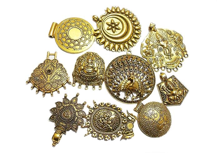 Fastcraft Laxmi Enterprises Pendants Oxidized Antique Golden German Silver for Jewelry Making Assorted || Best Unique Designs Combo (Golden Combo 20 pices mix petan Fastcraft Laxmi Enterprises Pendants Oxidized Antique Golden German Silver for Jewelry Making Assorted || Best Unique Designs Combo (Golden Combo 20 pices mix petan