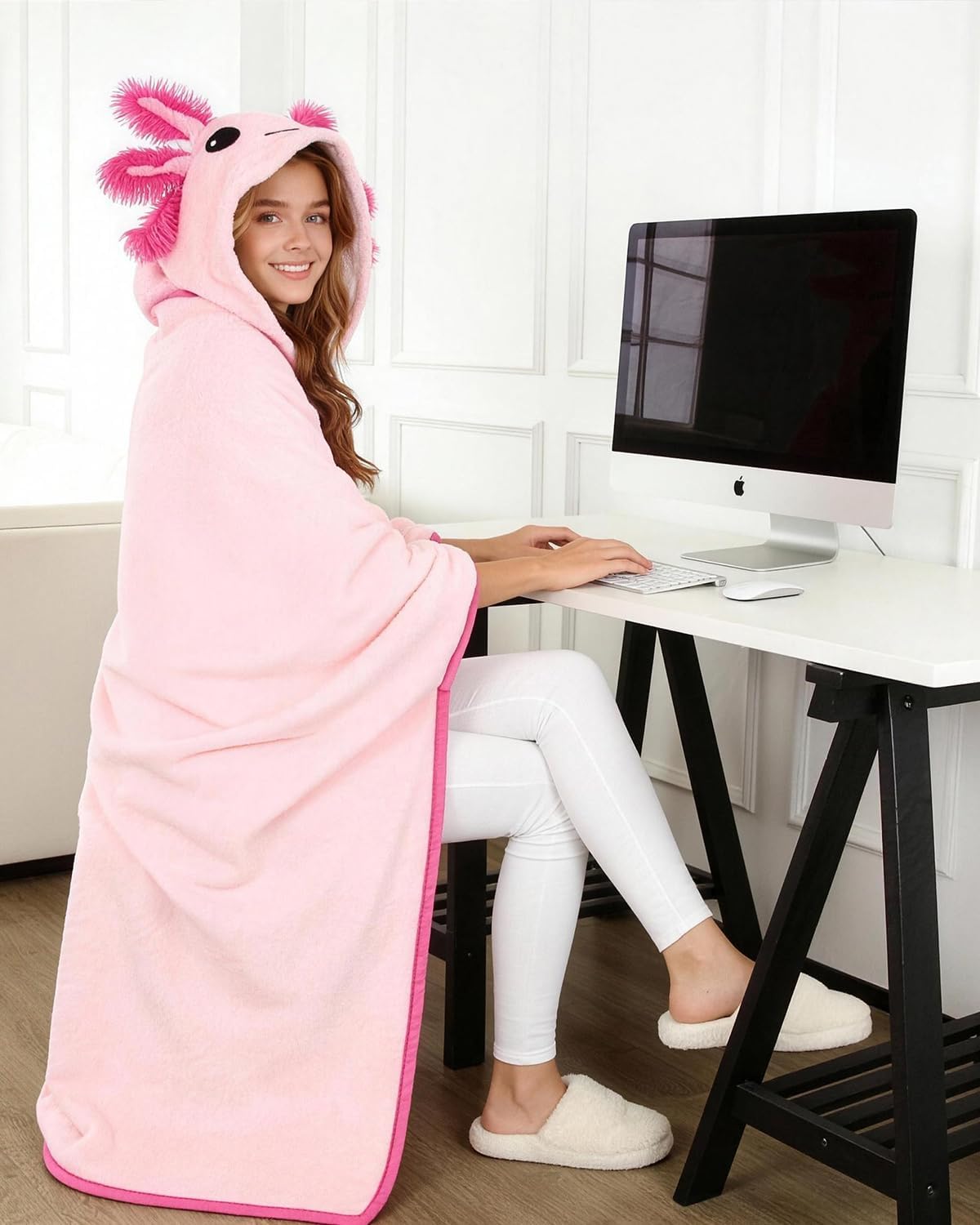 Wearable Blanket Hoodie for Women Men, Cloak Cape Coat Hooded Pancho Warm Winter Poncho with Hood Christmas Gifts