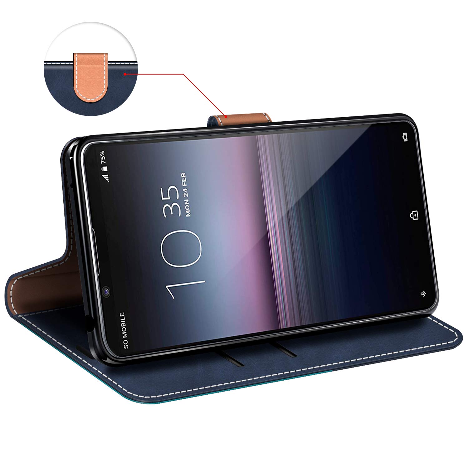 Verco Case for Sony Xperia 1 II Cover, PU Leather Book Case for Sony 1