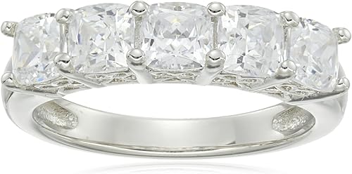 Tienda Collection Platinum or Gold Plated Sterling Silver Fancy Cut 5-Stone Ring made with Infinite Elements Zirconia