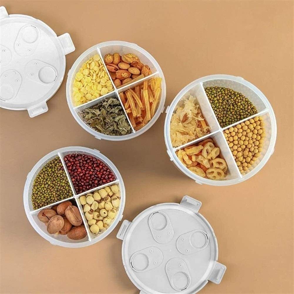 Recipientes Herméticos Frascos De Almacenamiento Botes Dispensador De Cereales De Cocina De 4 Rejillas, Caja De Almacenamiento De Arroz De Grano De Harina De Plástico Tarro Contenedor De Alimentos Sec