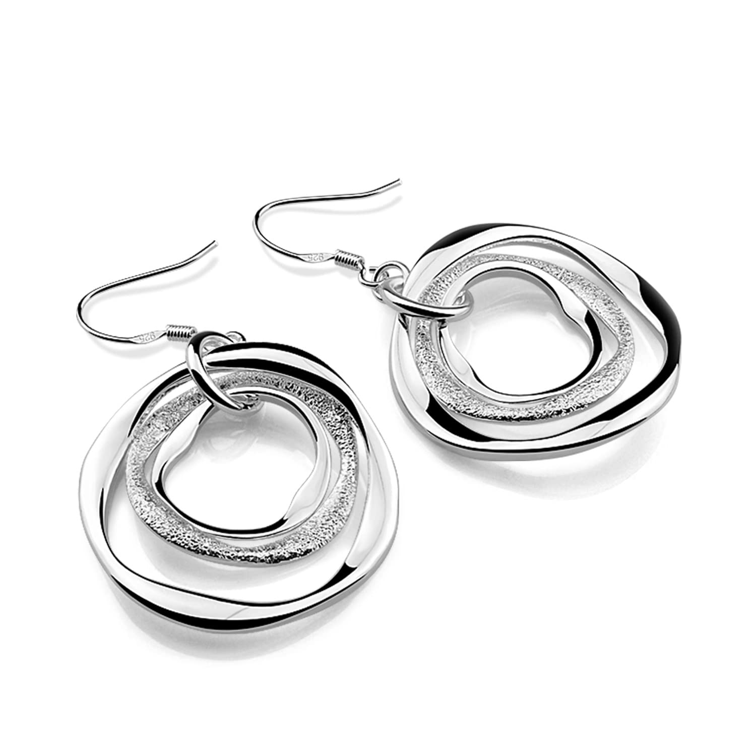 H&BeautimerSolid 925 Sterling Silver Hoop Earrings - Italian Handmade Dangle Earrings 28.5MMx29MM for Women's - Fashion Fine Body Jewelry
