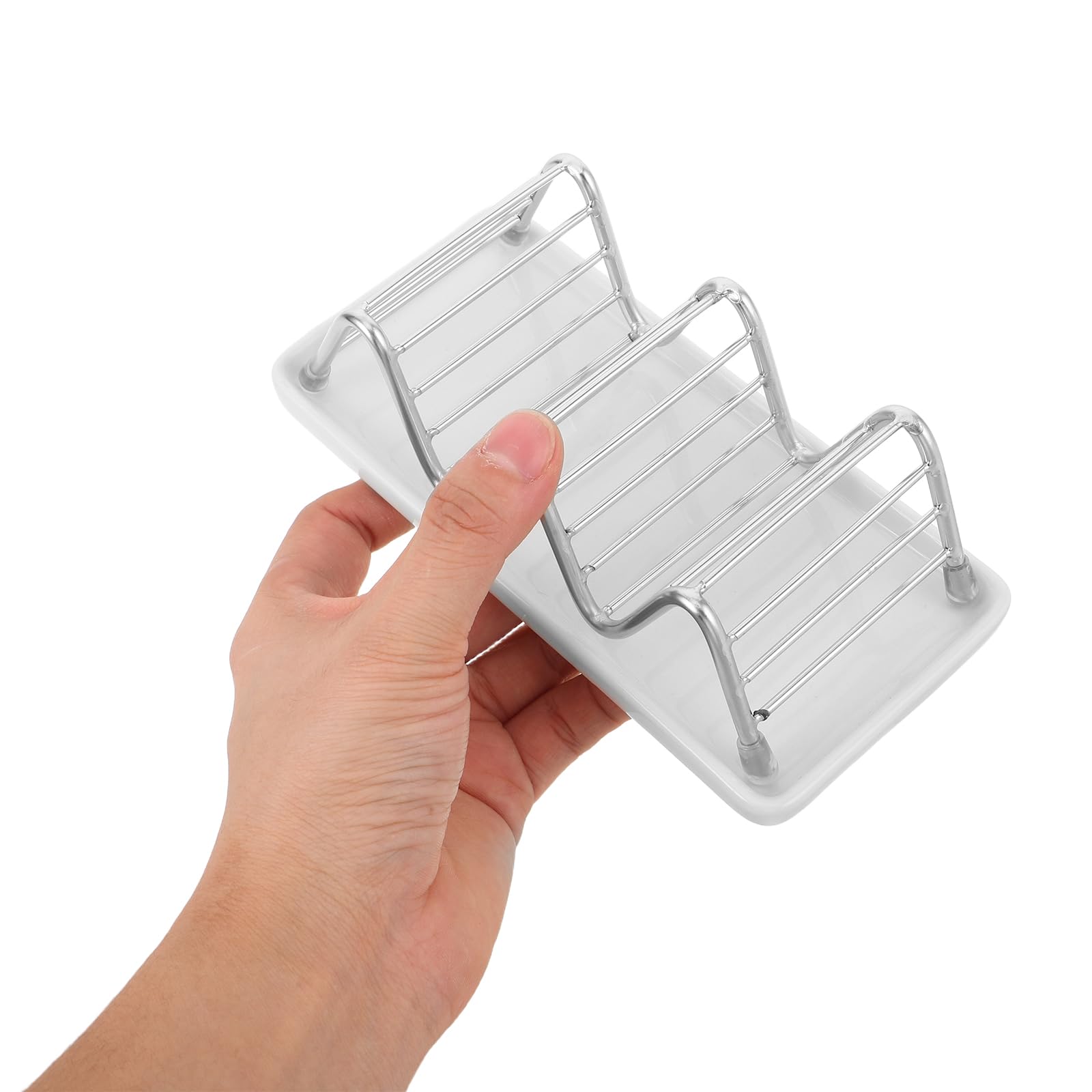 TOYANDONA Jabonera para Baño de Acero Inoxidable en Forma de W con Bandeja de Drenaje y Base Antideslizante para Cocina