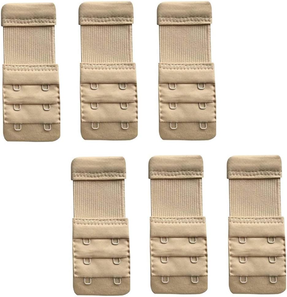 VSkin Women's Elastic Bra Hook Extender with Stainless Steel Hooks (Brown, Free Size) - Pack of 6