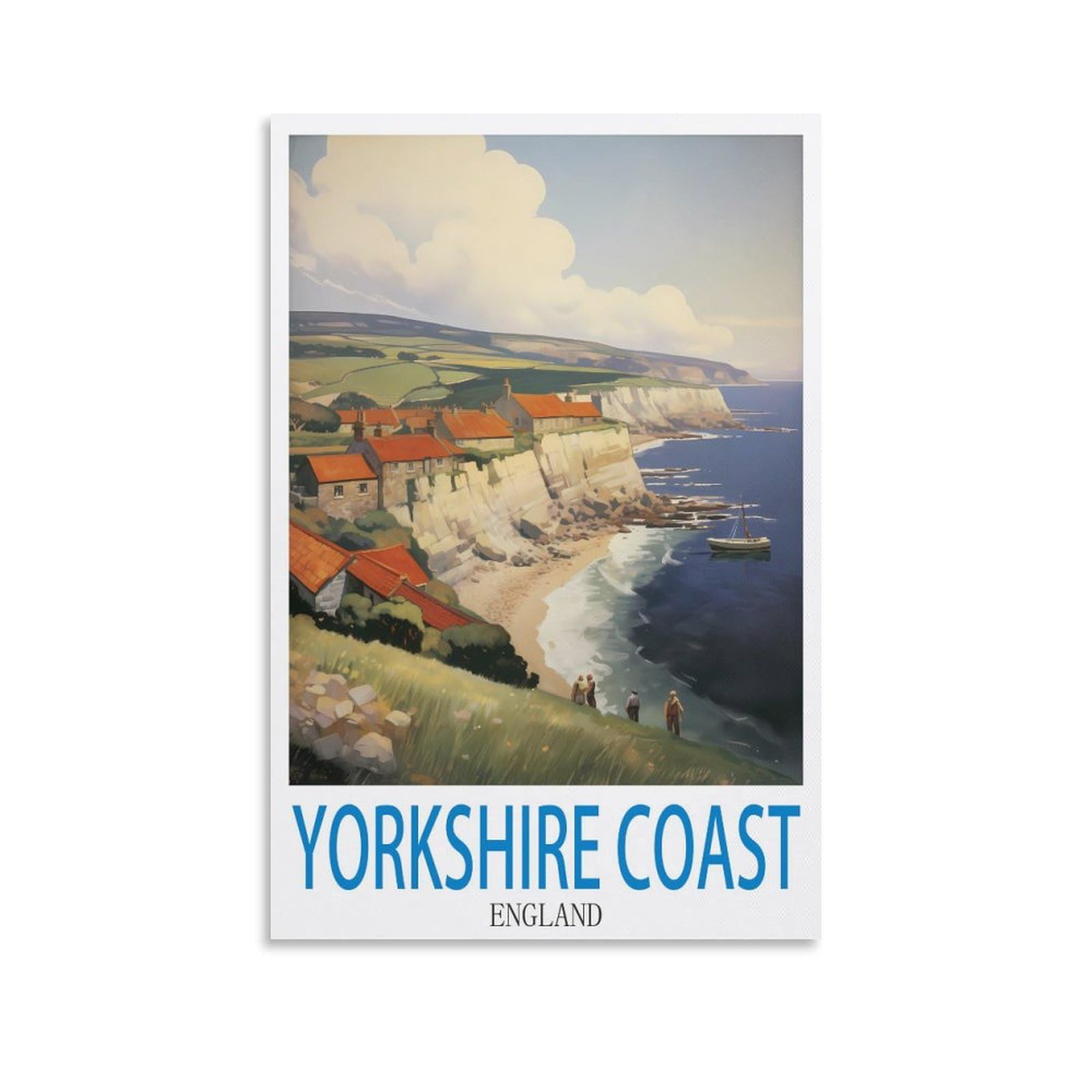 XLLYXYGJQ Yorkshire Coast England Vintage Travel Posters 08x12inch(20x30cm) Canvas Wall Art Poster Print Artwork Painting Picture for Home Decoration Living Room Office Bedroom