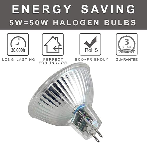 Miniatura 6 de FTL Bombilla LED MR16, no regulable, 5000 K, luz diurna, vidrio blanco, 5 W, CACC, 12 V, 50 W, equivalente a halógeno, 500 lm, GU5.3, base bipin,