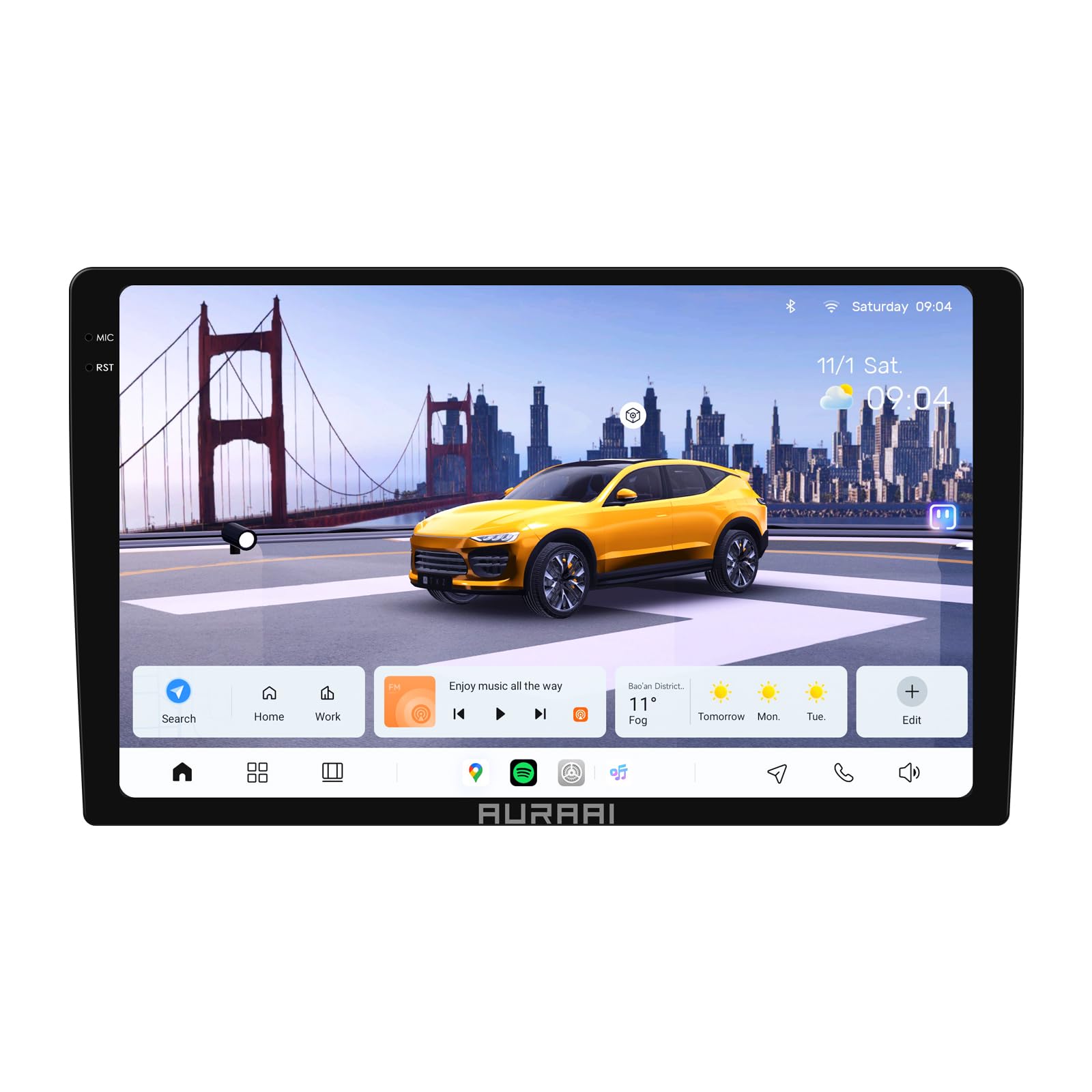 Ossuret Android 13 Autoradio Récepteur radio automobile navigation GPS, 8 cœurs 8+256 Go Système d'infodivertissement automobile Écran tactile 10.1 pouces 2K HD CarPlay sans fil Android Auto Bluetooth