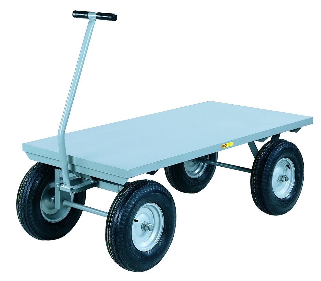 Little Giant CH-3060-16P-FSD Steel Heavy-Duty Flush Deck Wagon Truck with 16" Pneumatic Wheels, 3000 lbs Capacity, 60" Length x 30" Width x 18-1/2" Height