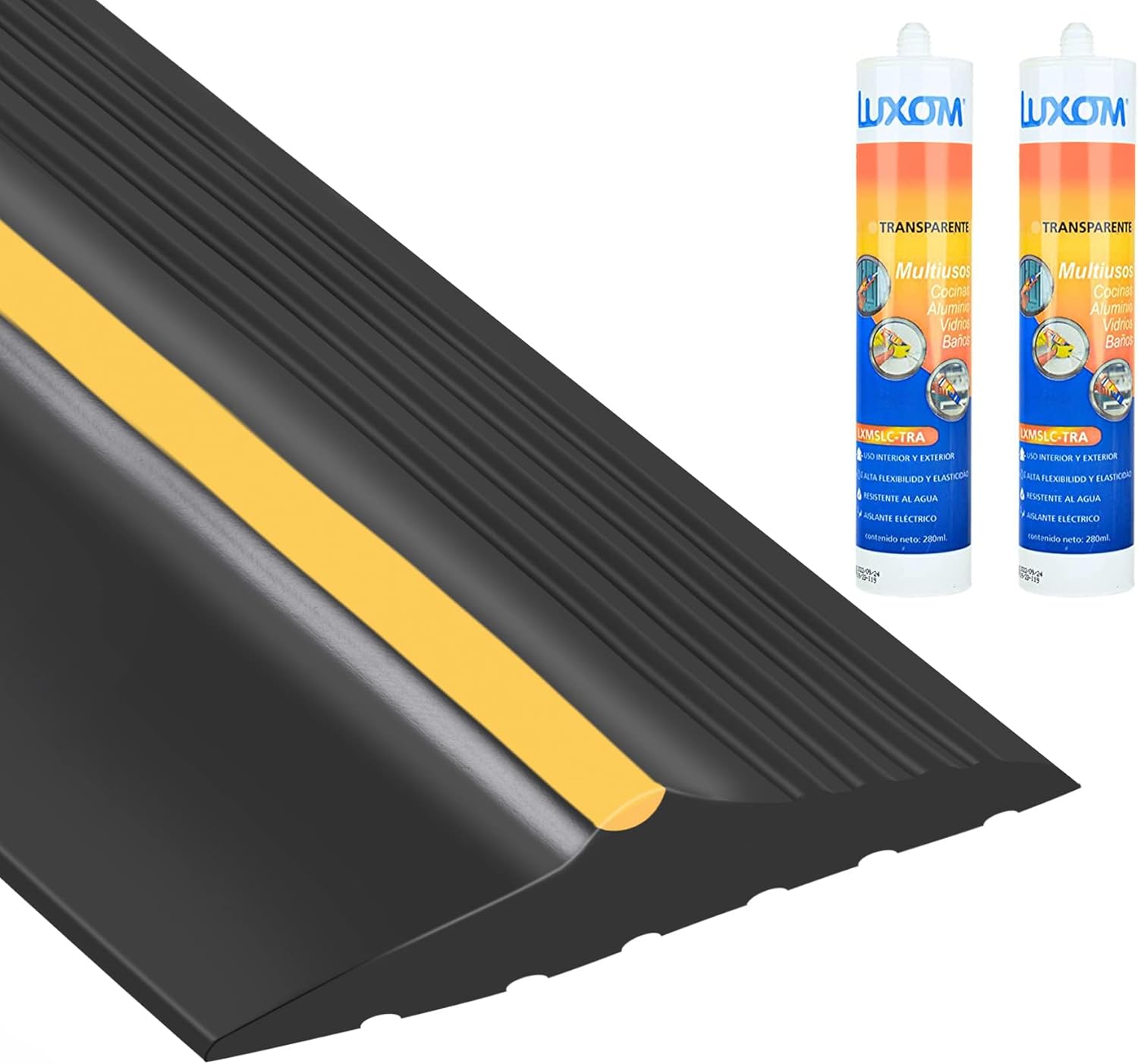20FT Garage Door Bottom Threshold Seal Strip with 300ml Black Adhesives