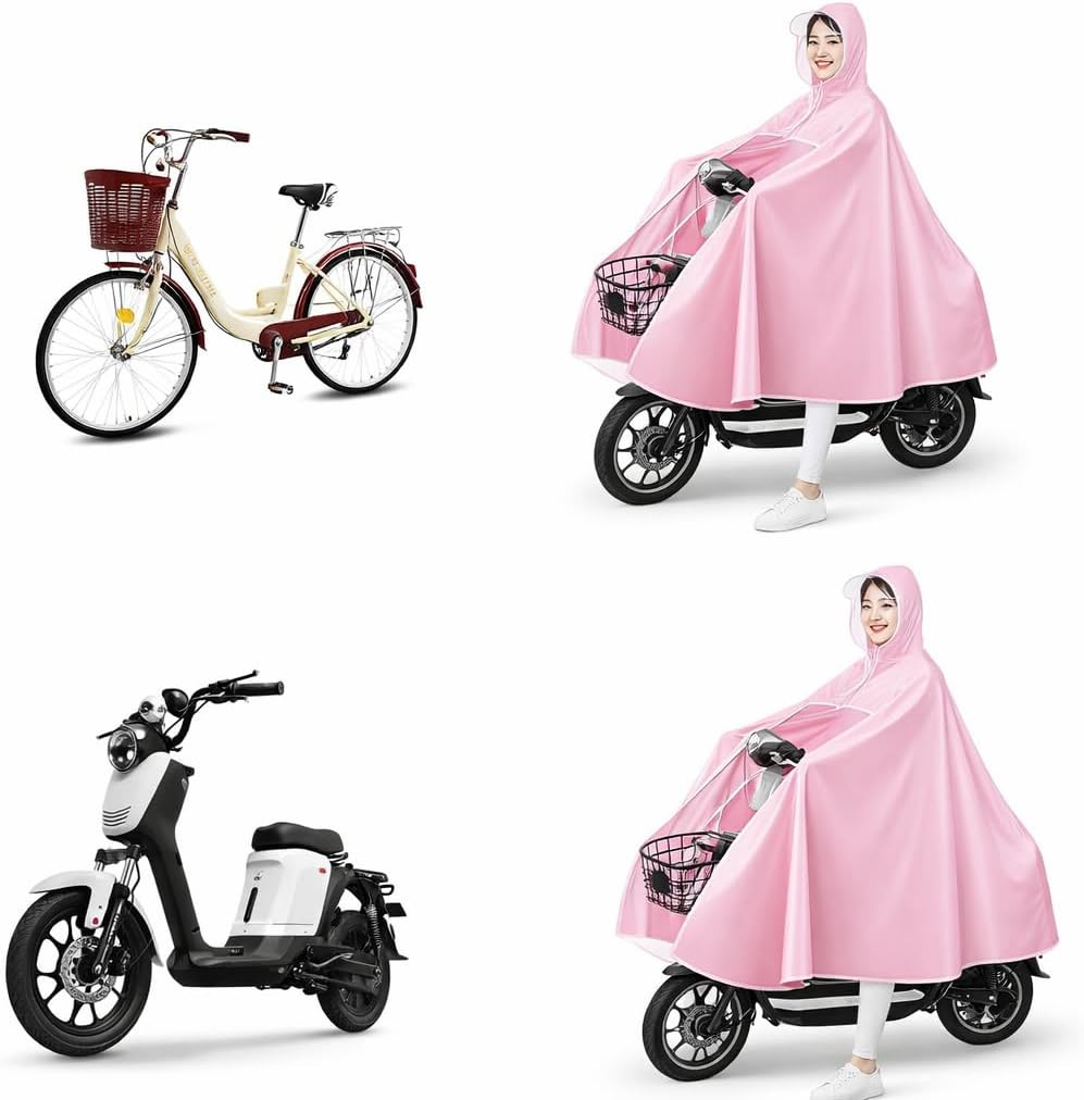 Alomejor Electric Battery Raincoat Long Full Body Reusable Rain Poncho for Single Occupant or Electric Battery Bikes (3XL Type) - Image 4