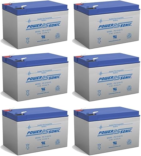 Power Sonic Batería de repuesto PS-12120F2 PS-12120 F2,12V 12AH EA. - Paquete de 6