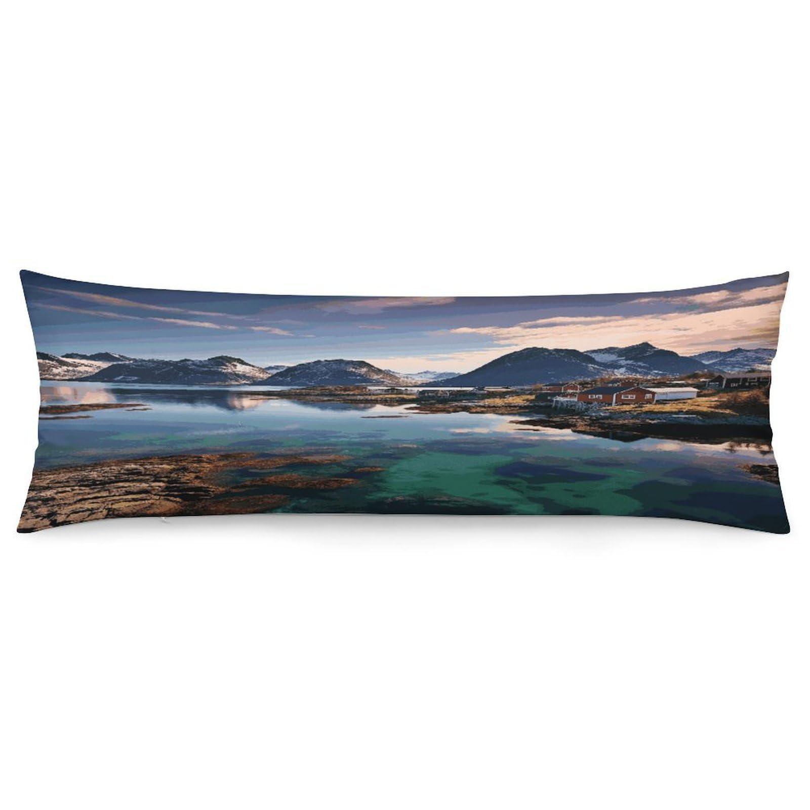Norway Islands Body Pillow Cover Luxury Long Body Pillow Pillowcase with Hidden Zipper Breathable Soft Cozy Pillow Case Wrinkle Fade Resistant Pillowcase 20''×54''