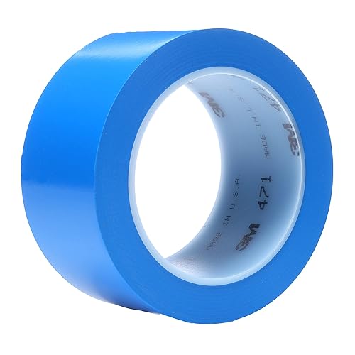 Miniatura 10 de 3M Cinta de vinilo 471, 3/8 pulgadas x 36 yardas, azul, 1 rollo, cinta azul para piso, alternativa de pintura para marcado de piso, distanciamiento