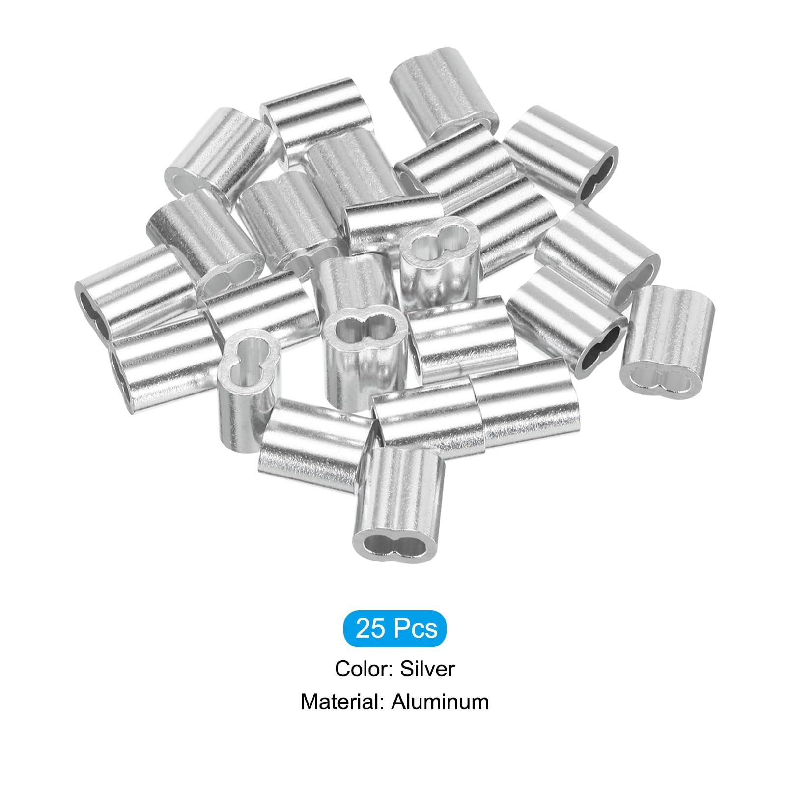Lot De 25 Manchons à Sertir Ronds 3mm Aluminium - Terminaison Câble Métallique