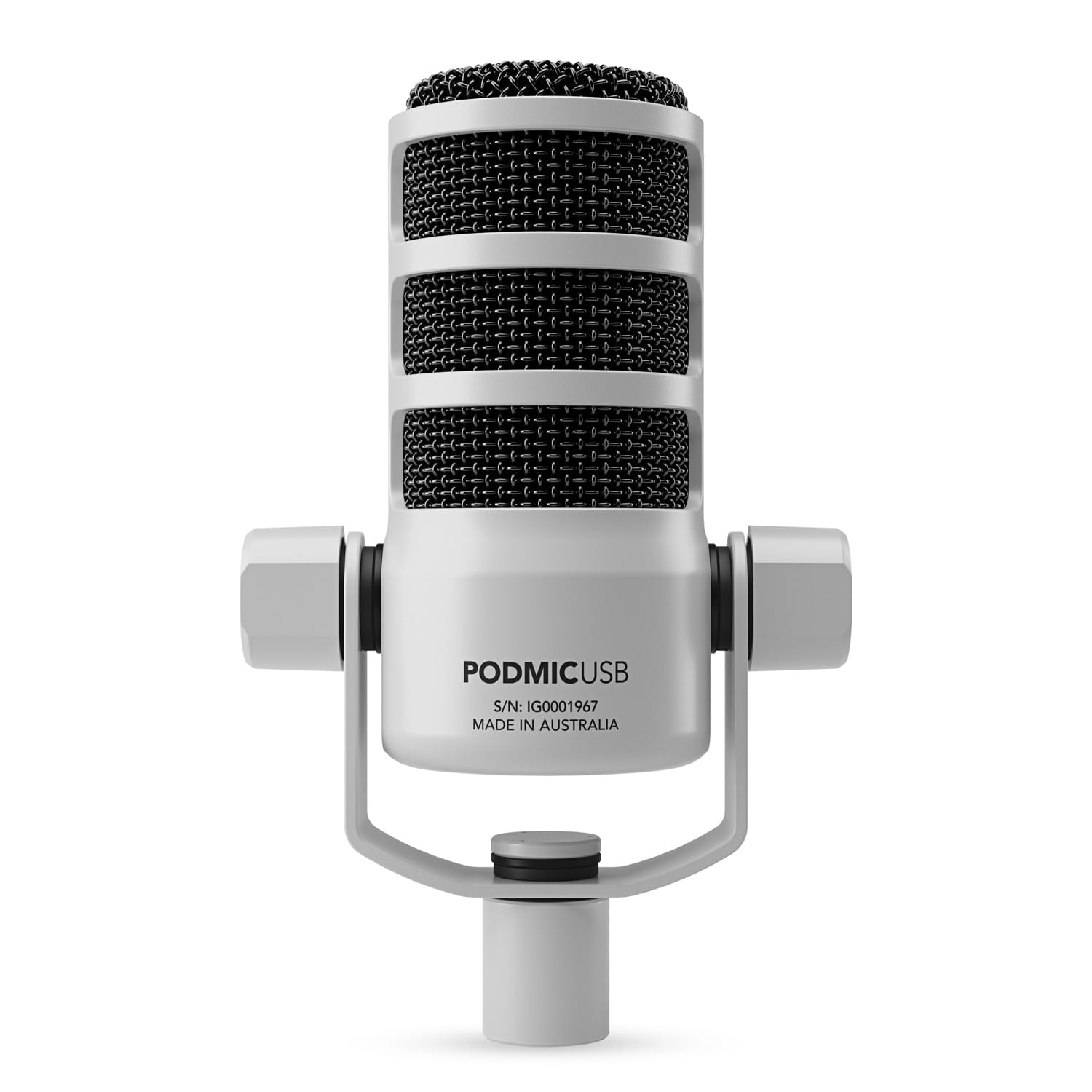 Rode Podmic USB XLR Dynamisches Sprecher-Mikrofon Weiss mit keepdrum MS032 Tisch-Stativ