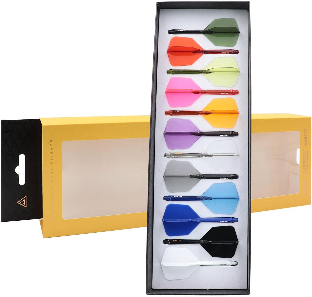 CUESOUL ROST 77 Integrated Dart Shaft and Flight Big Wing/Standard Shape Colour Collection Pack of 12 pcs