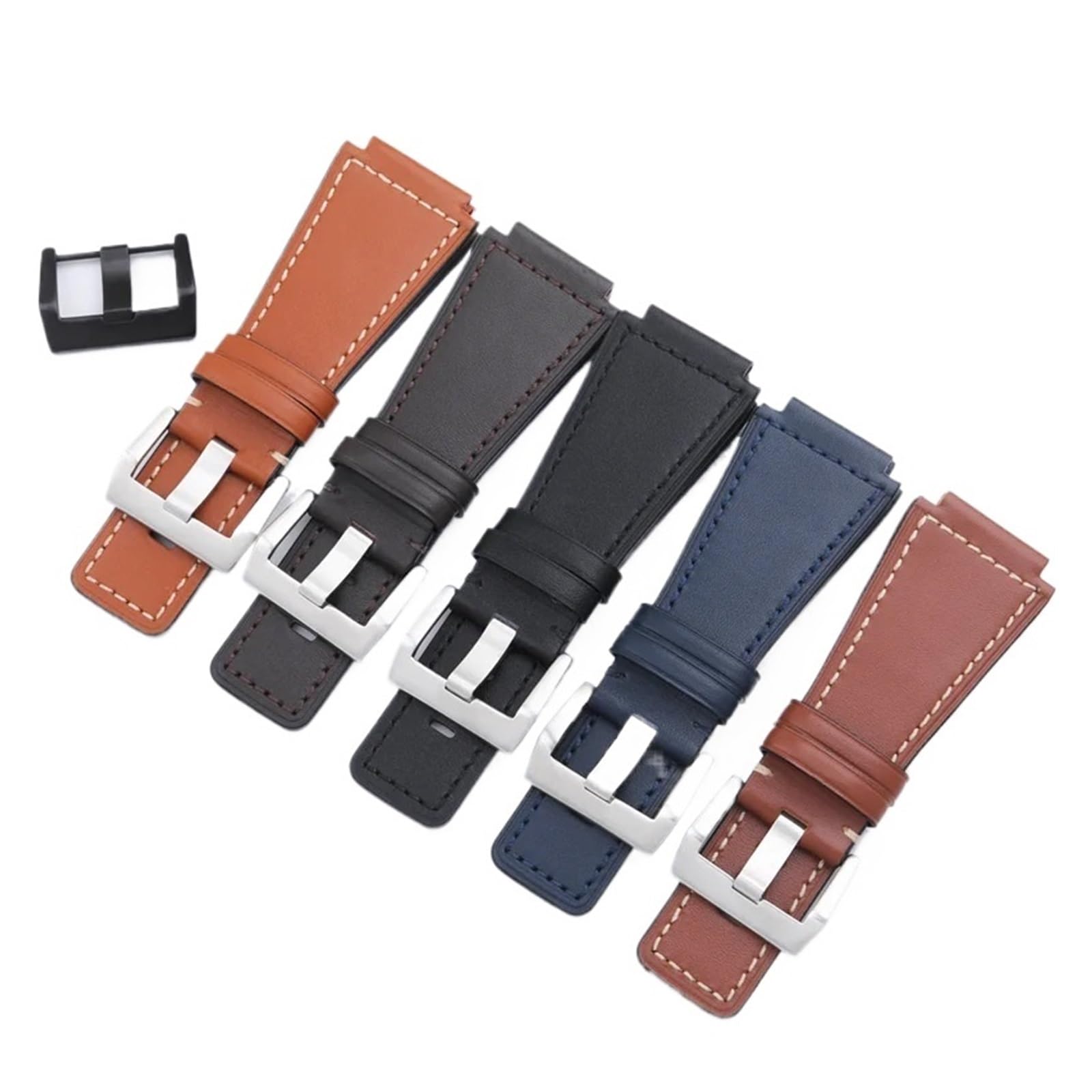 yingyingjia Cinturino In Pelle Di Vitello 24 Mm Compatibile Con BR01 BR03 Bracciale Cintura Ross Accessori Fibbia In Acciaio