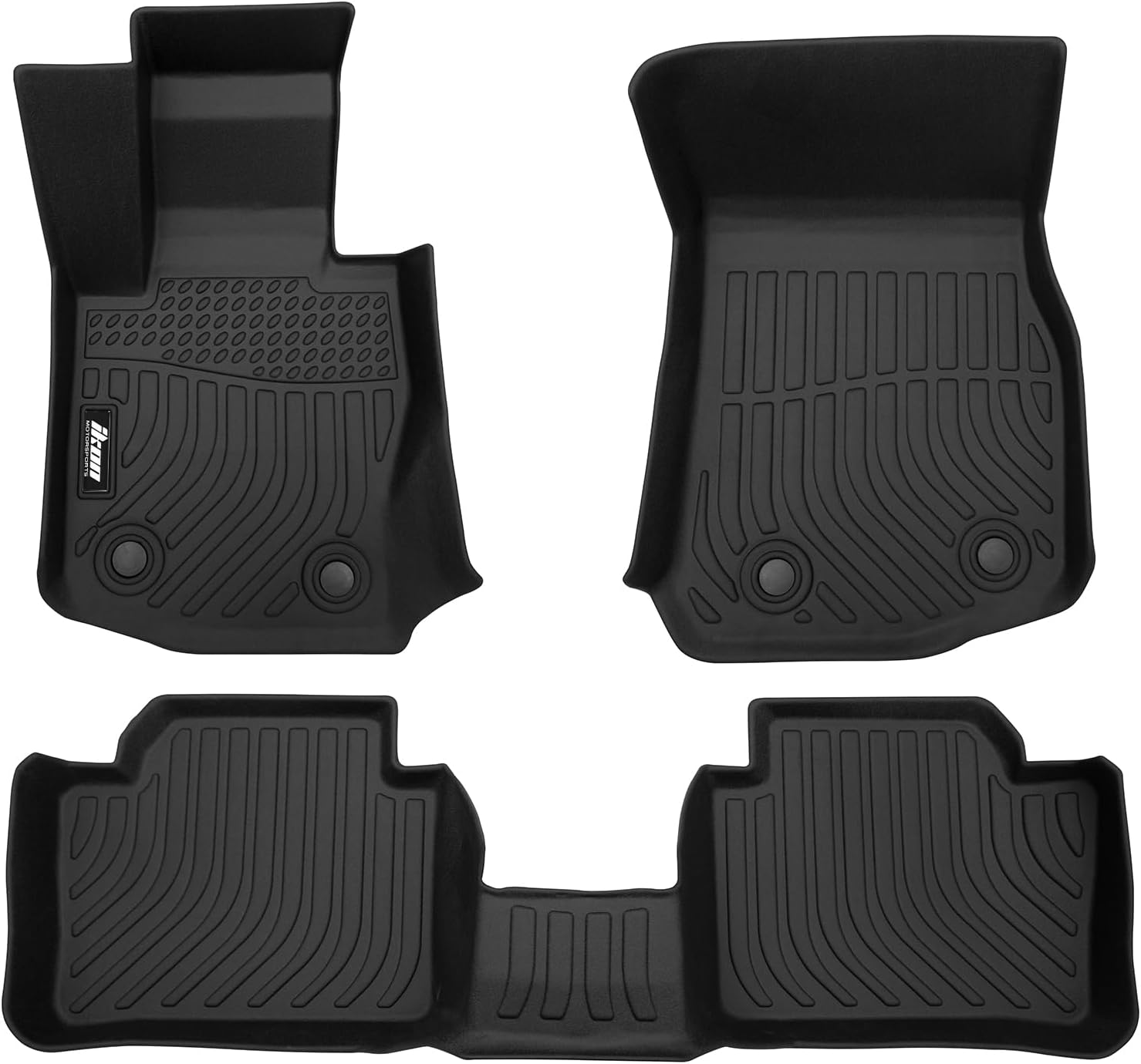 IKON MOTORSPORTS 3D TPE Floor Mats, Compatible with 2015-2020 BMW F36 4-Series Gran Coupe AWD, All Weather Waterproof Anti-Slip Floor Liners, Front & 2nd Row Full Set Car Interior Accessories, Black
