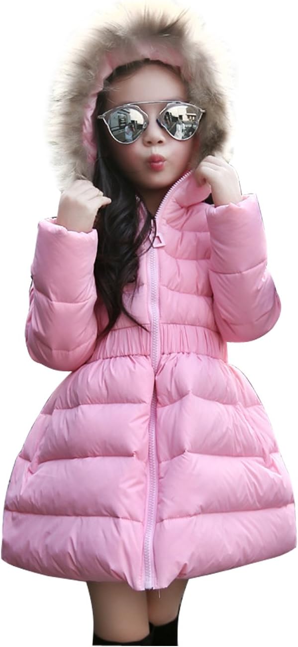 [JDGHALU] 冬 ダウンコート キッズ 女の子 キッズ ダウンジャケット ガールズ 冬服 保温 ロング丈 フード付き ファー