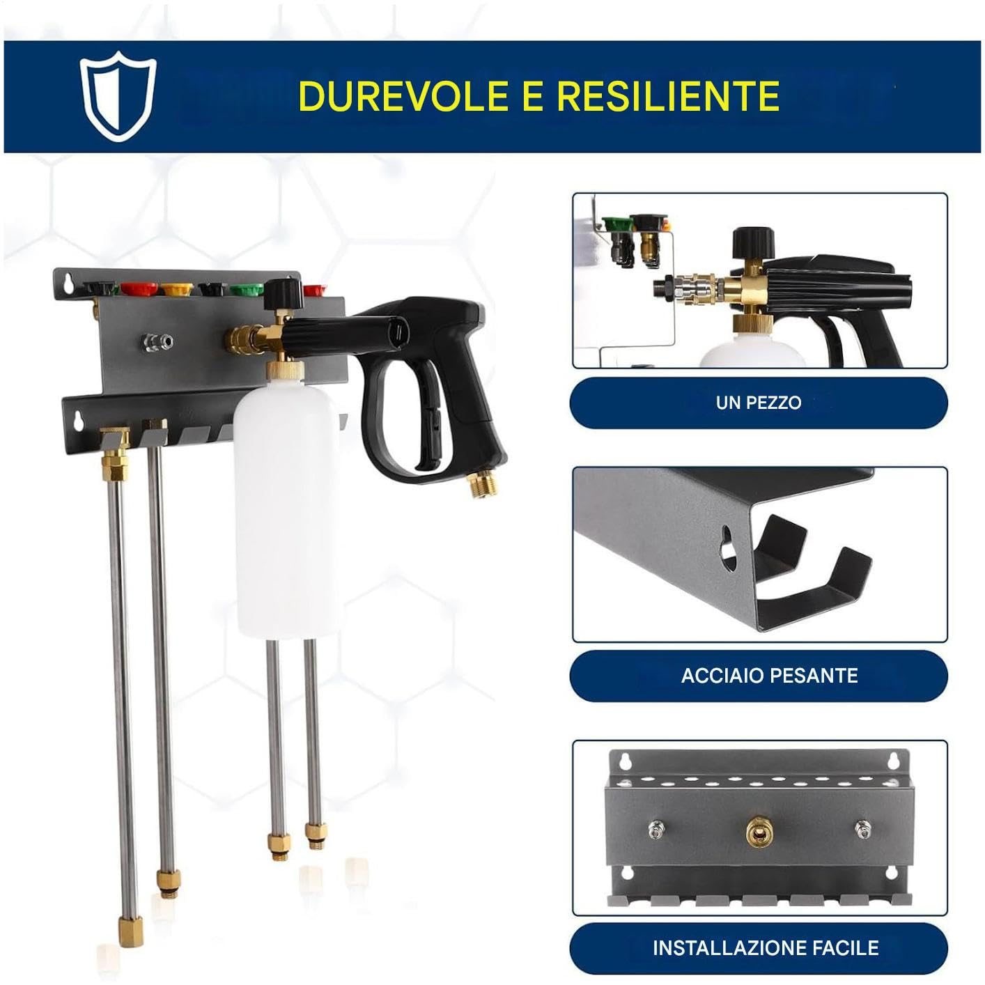 Rastrelliera Per Idropulitrice - Supporto Per Cannone In Schiuma Da 28x15 Cm, Robusto ?upporto Per Ferro, Organizer Per La Pulizia D?ll'auto, Supporto Per Spruzzatore Resistente | Porta Attrezzi Salva