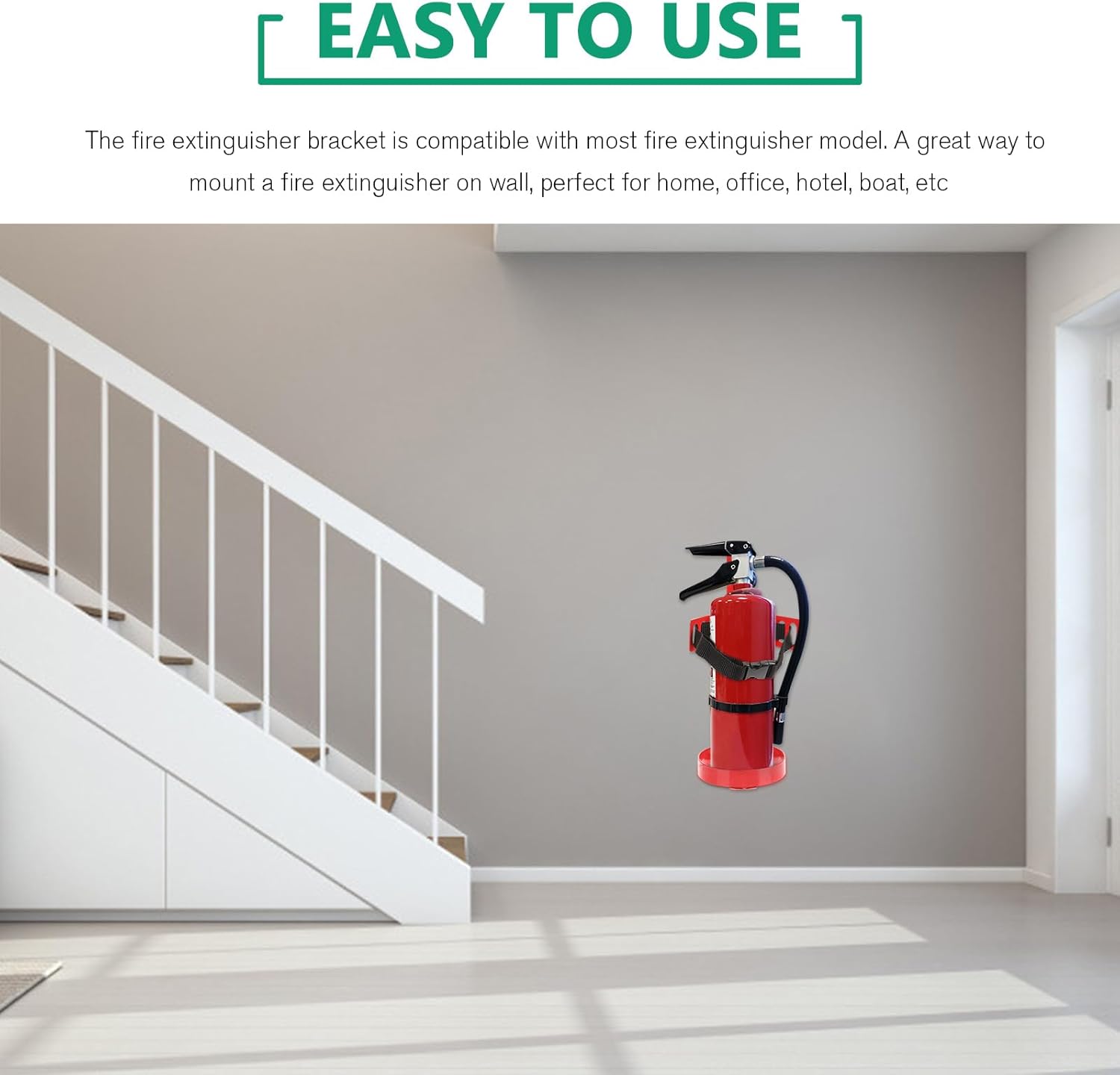 VILLCASE Fire Extinguisher Wall Mount Bracket with Adjustable Straps Compact 10.03 Inch Fire Extinguisher Holder Rack for Home Office Car Boat Safety