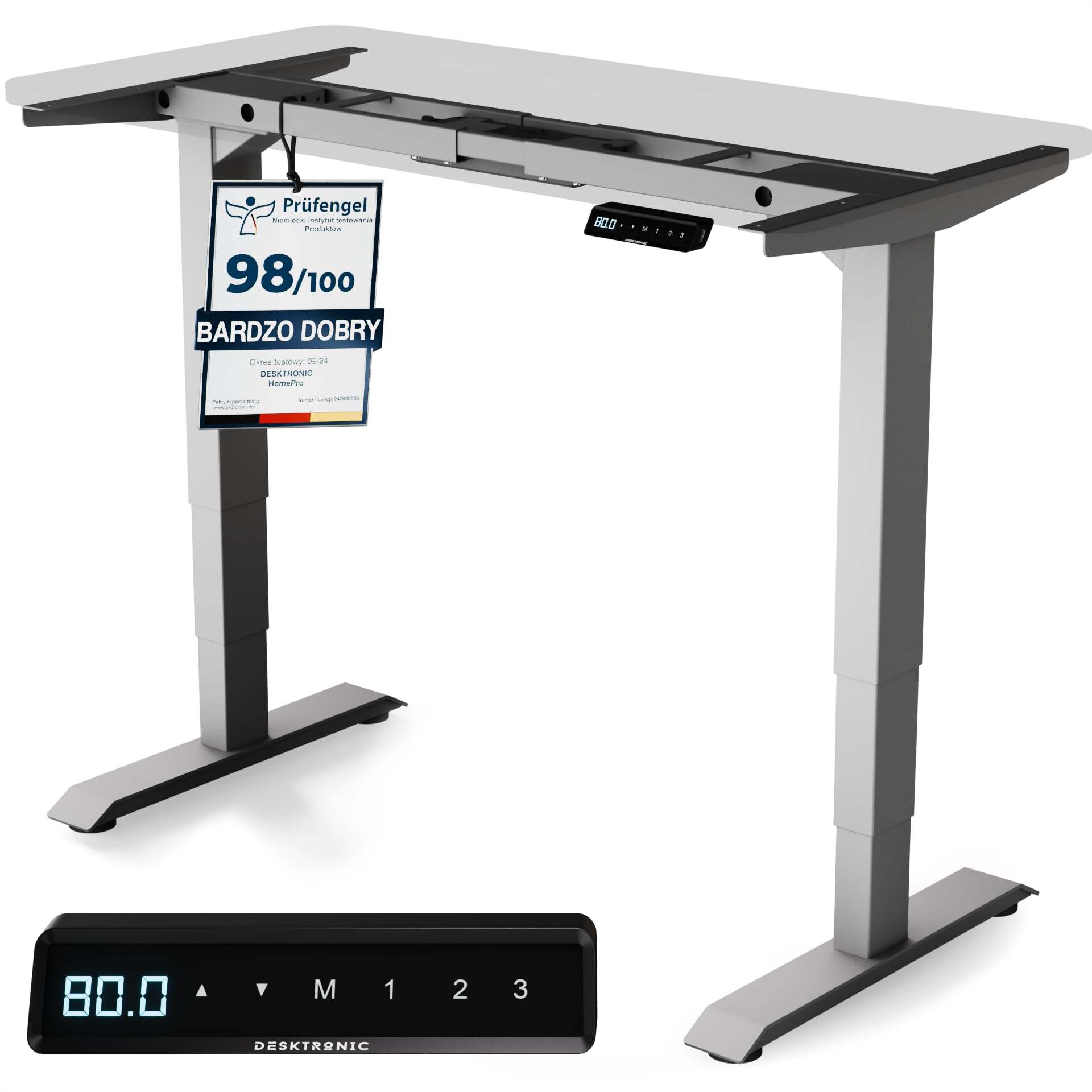 Desktronic Stelaż biurka z regulacją wysokości – biurko z regulacją wysokości, z cichym podwójnym silnikiem i ekranem dotykowym – wysoka nośność – stolik stojący