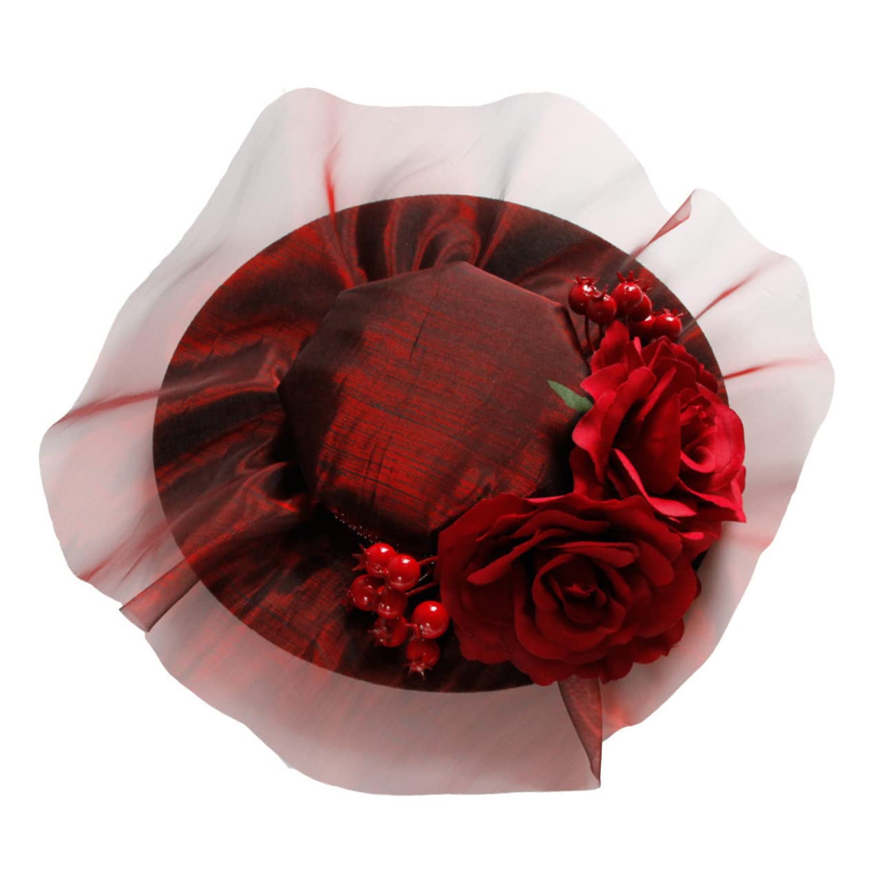 SHERCHPRY Head Decorations for Women Red Rose Decorative Top Hat Stylish Hat for Party Wedding Bridal