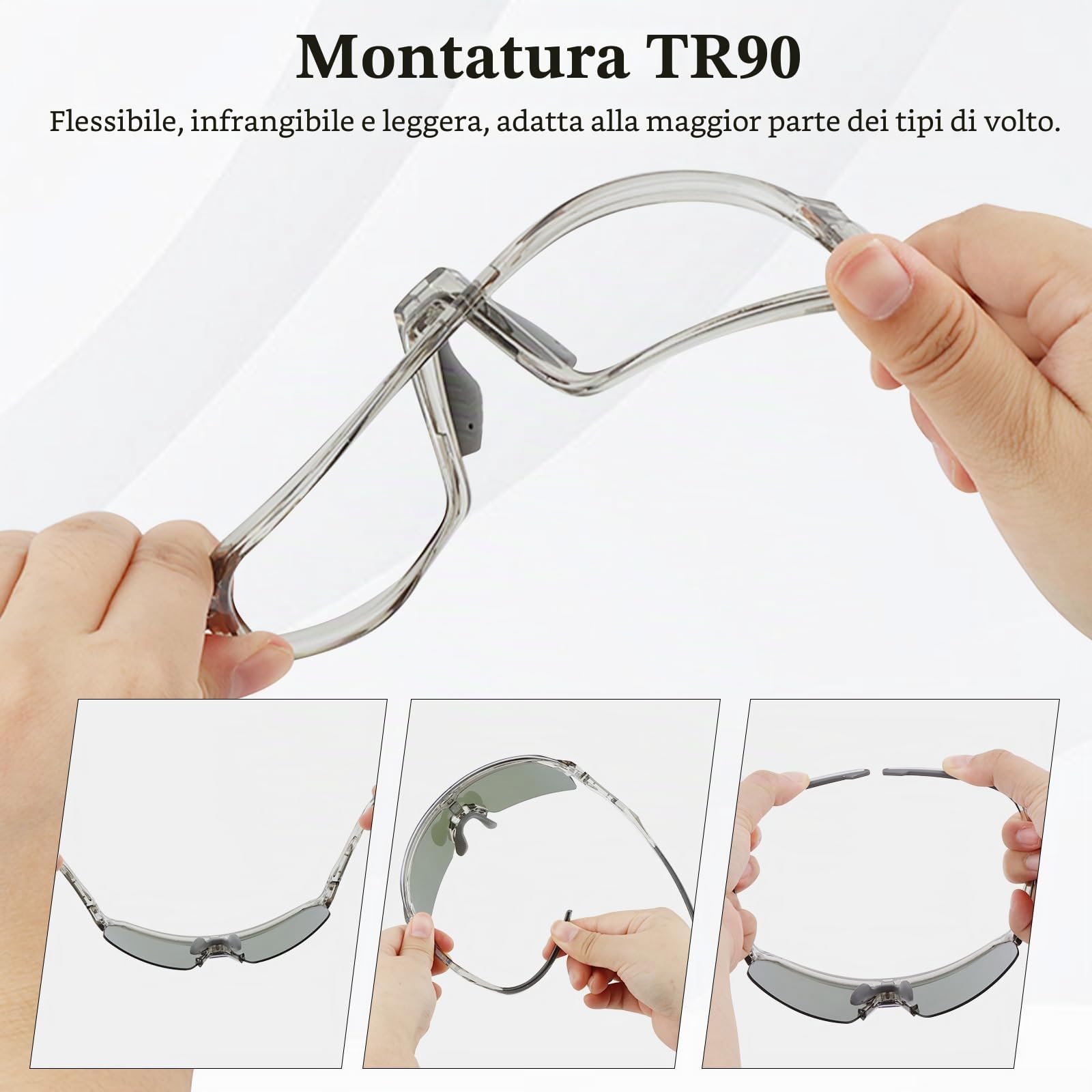 Occhiali da Ciclismo Polarizzati, Occhiali da Sole Sportivi UV400 con 3 Lenti per Uomini Donne Baseball Golf TR90