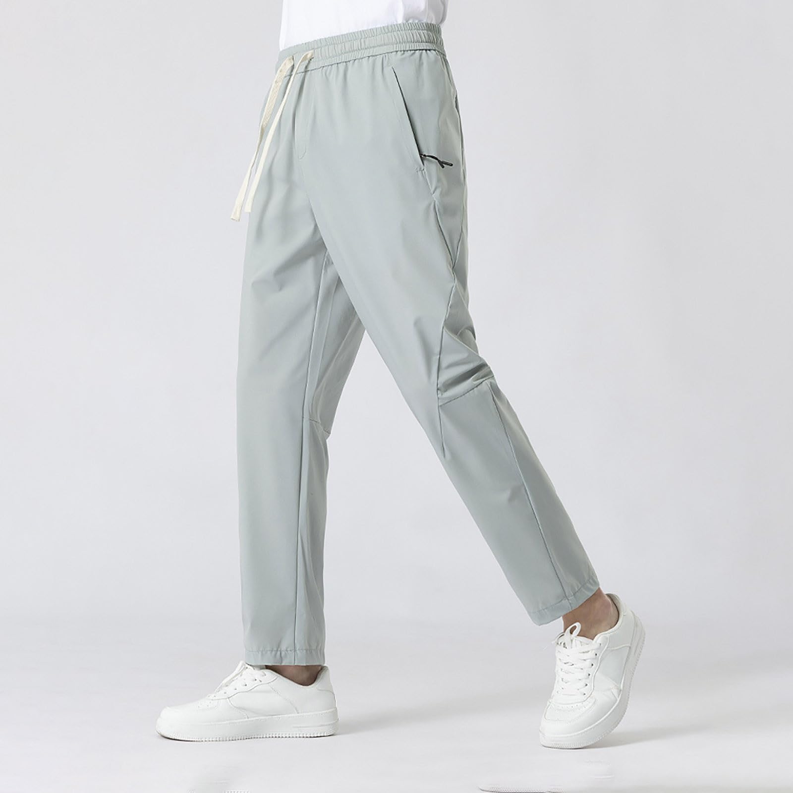 SRZYMJ Leinenhose Herren mit Taschen mit Kordelzug Sommerhose Lang Loose Fit Leicht Bequeme Stretch Dünne Hose