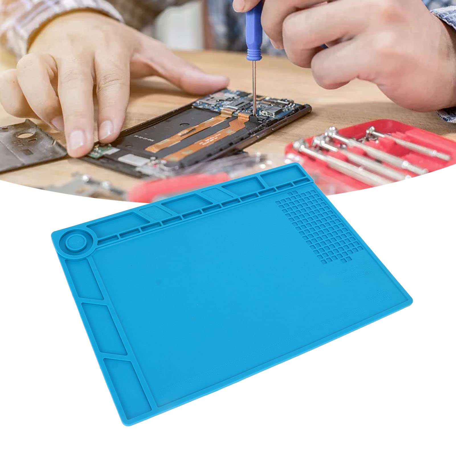 BORDSTRACT Tappetino in silicone isolante per telefono cellulare Riparazione computer Smontaggio Stazione di lavoro Tappetino per desktop Isolamento termico Adatto per