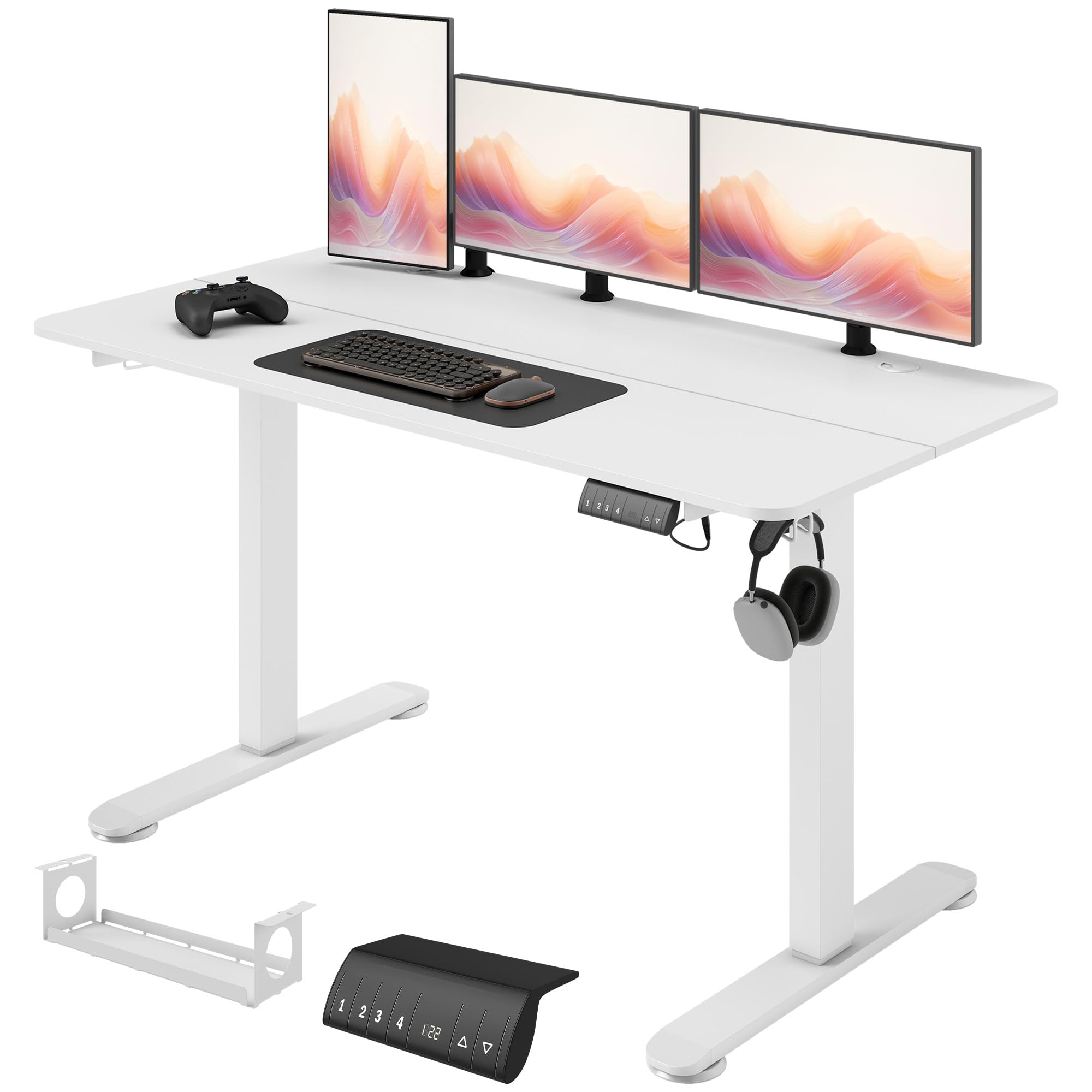 Vinsetto Höhenverstellbarer Schreibtisch 140 x 70 cm – Elektrisch mit 4 Memory-Voreinstellungen