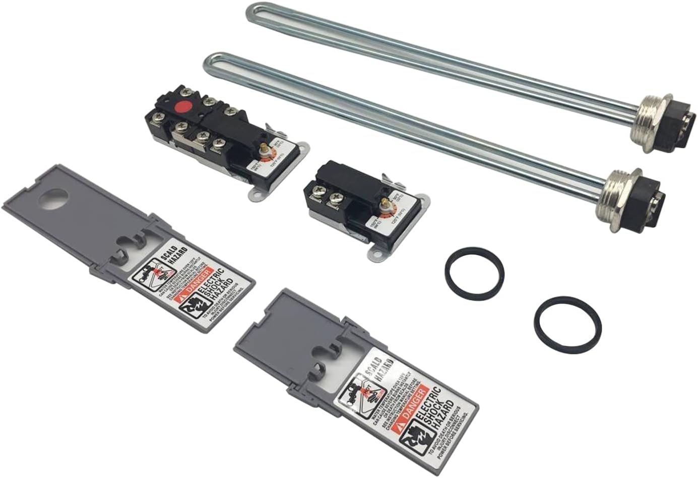 Electric Water Heater Tune-Up Kit, Includes Two 4500W 240V Water Heater Elements, Upper Thermostat, Lower Thermostat, Two Protective Covers, Two Elements Gaskets
