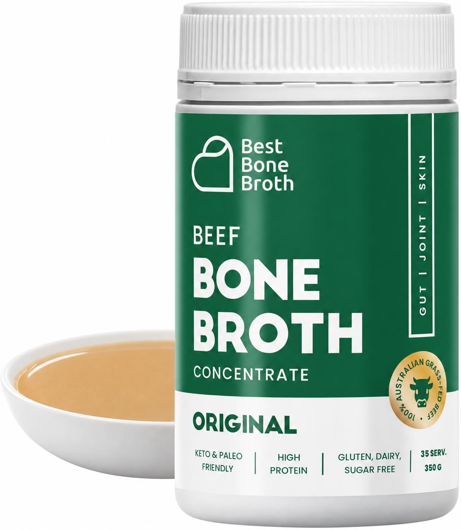 Premium Beef Bone Broth Concentrate - 100% Sourced From AU Grass-Fed, Pasture-Raised Cattle - Healthier Skin & Nails, Healthy Digestion - No Hormones or Antibiotics - Bone Broth Collagen