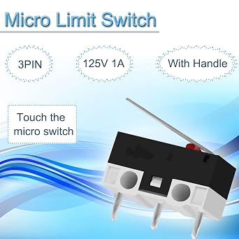20PCS Micro Limit Switch NO+NC Hinge straight Lever 3PIN 125V 1A Mouse Micro Touch Button Momentary Switch Black