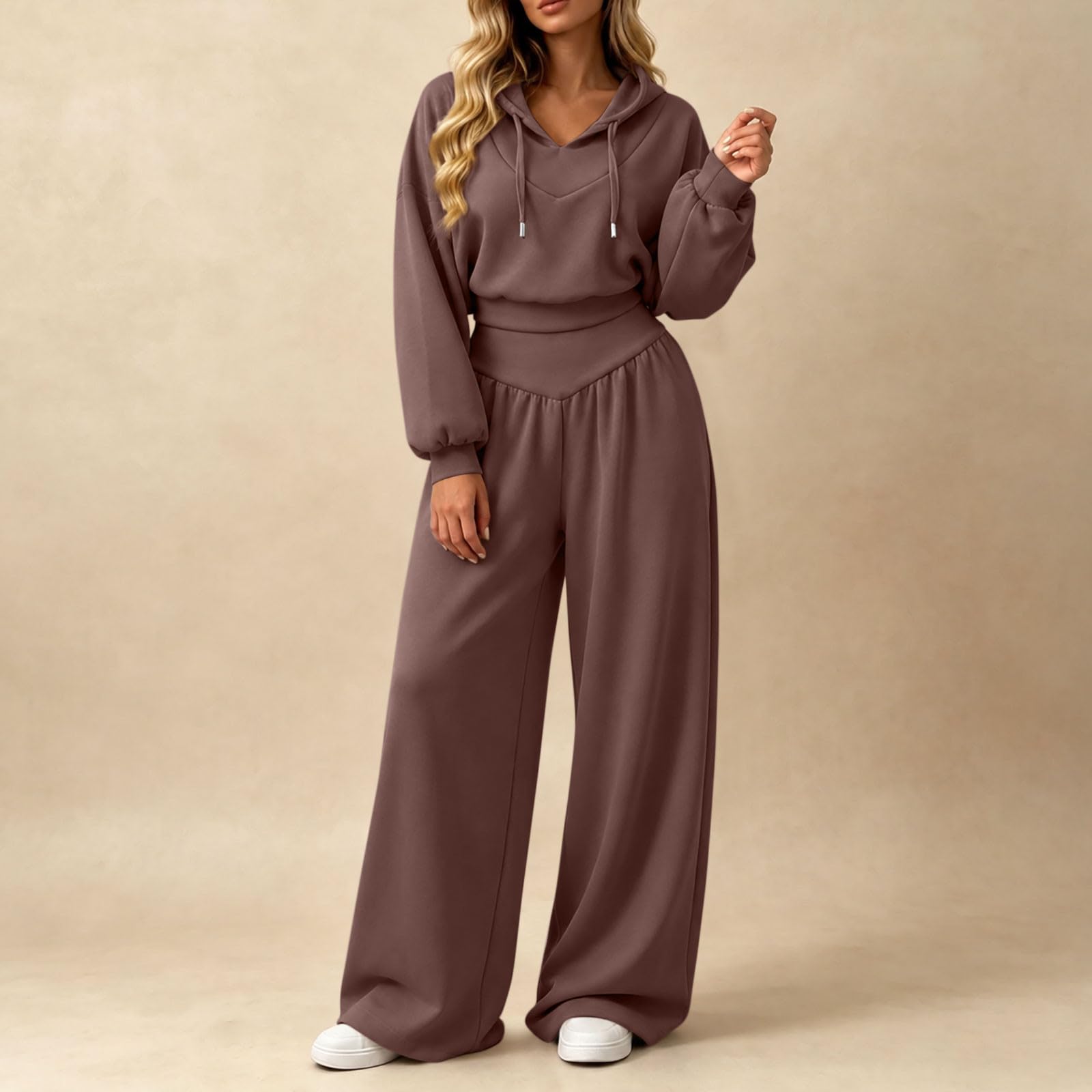 Tuta da donna Set completo Autunno Inverno Oversize Co Ord Set Felpa con Cappuccio Corta Elastico in Vita Pantaloni della Tuta Allenamento Palestra Felpa con cappuccio e Pantaloni da jogging Casual