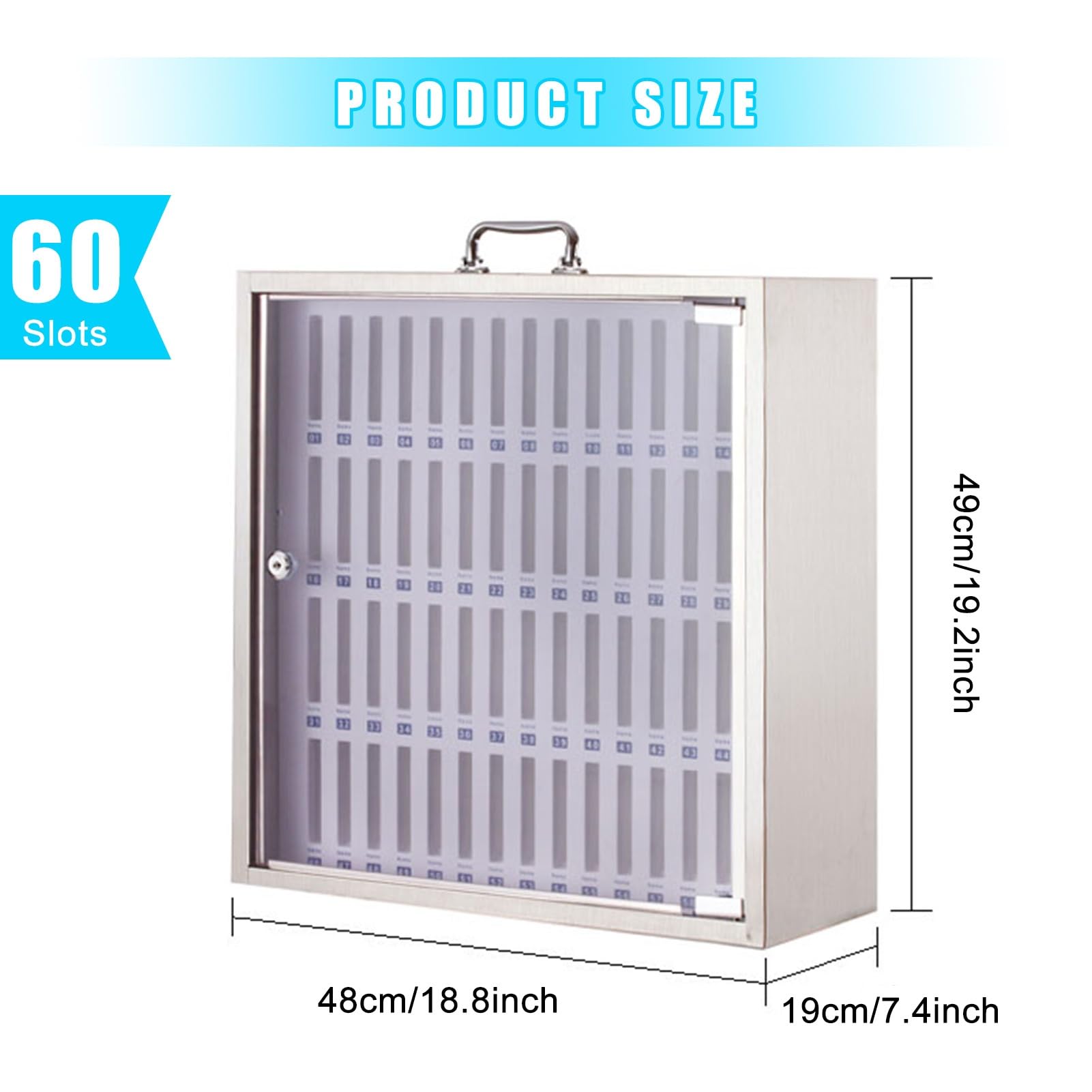 Wall Mounted Numbered Mobile Phone Storage Box, 12, 24, 36, 48, 60 Slots Office, Or Factory Cell Phone Storage Cabinet, with Transparent Door, with Handle, Numbers (Size : 60)