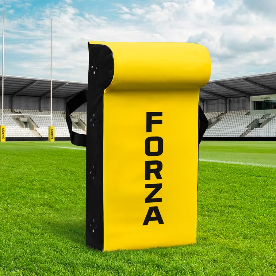 FORZA Rugby Tackle Shield with Top Wedge – High Density Foam Rugby Tackle Pad with 615gsm Waterproof Cover – Contact Training Shield for Rucking & Tackling Drills (Yellow, Senior)