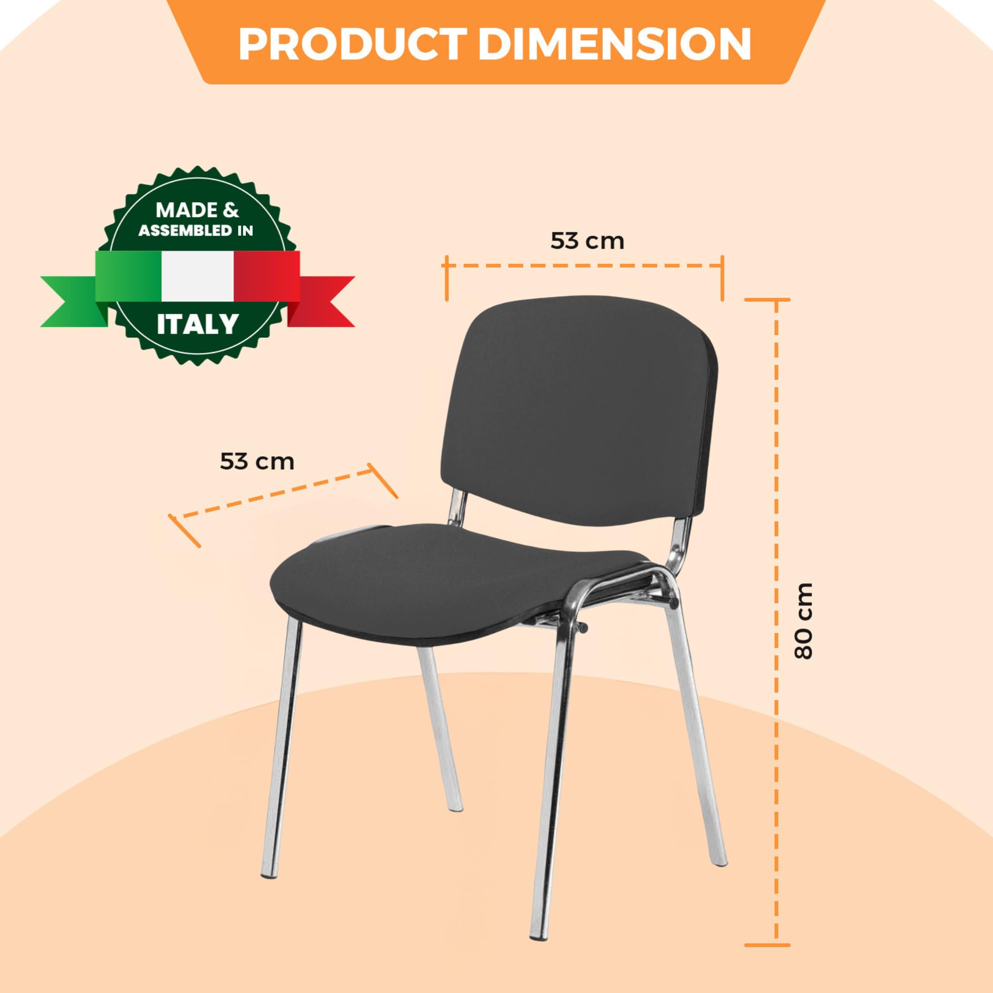Topsit Chaise Visiteur ISO en métal chromé, Chaise de conférence, Confortable, empilable, avec Assise et Dossier rembourrés