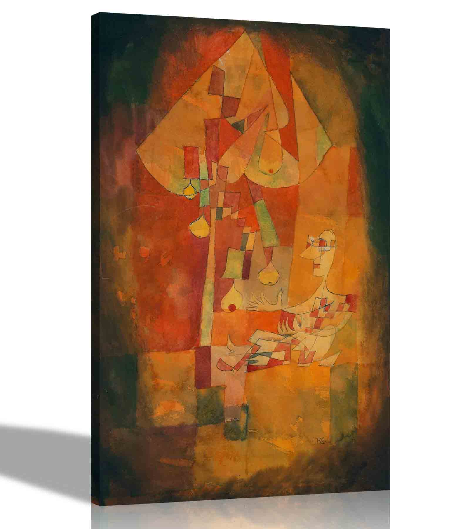 Artley Prints Black - The Man Under The Pear Tree By Paul Klee Canvas Wall Art Pictures | Framed Prints For Living Room, Bedroom Office | Hanging Artwork 60 X 40Cm (24 X 16 Inches) A2