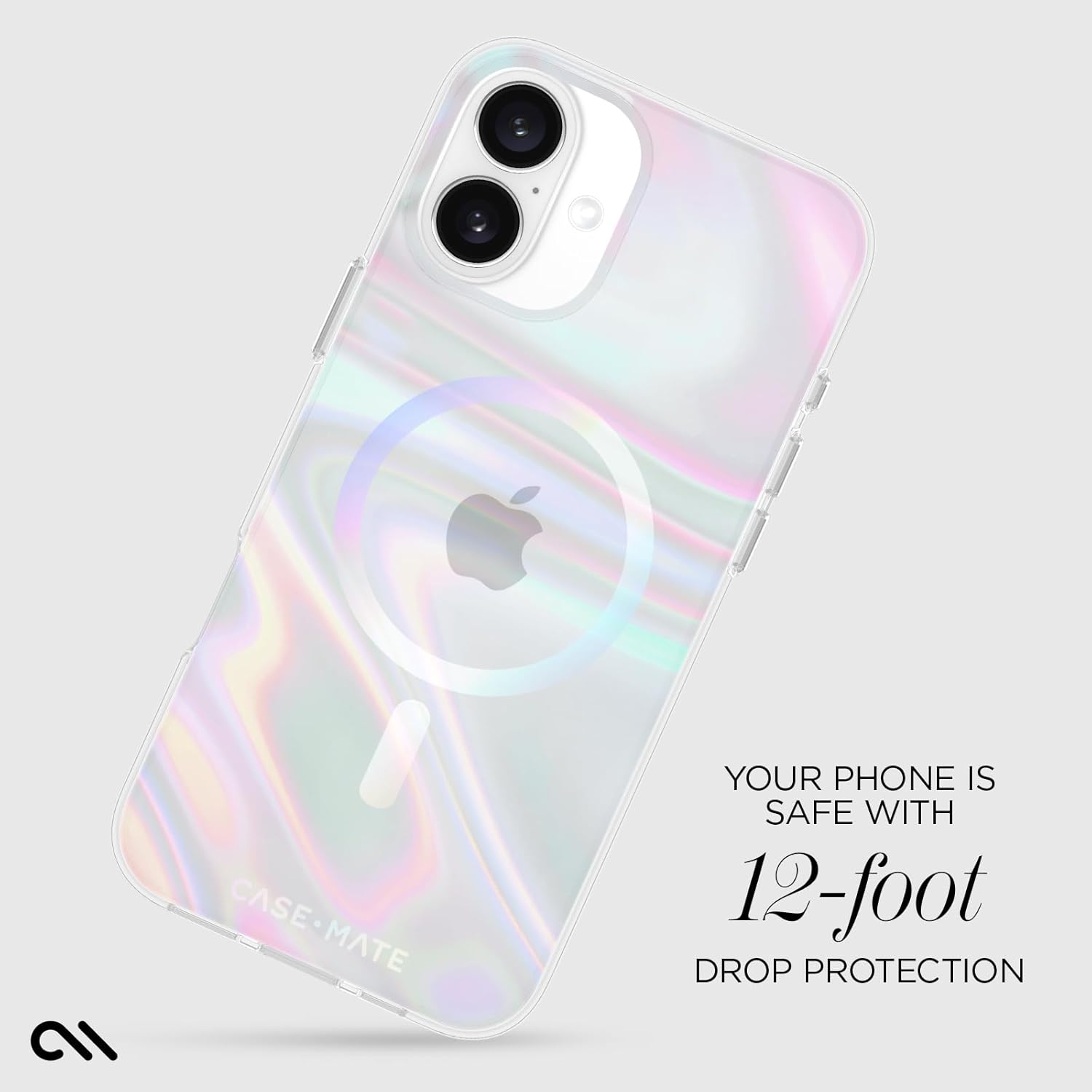 Case-Mate Soap Bubble iPhone 16 Plus Case [Compatible with MagSafe] - Stylish Phone Case with 12ft Drop Protection - Premium Magnetic Cover for iPhone 16 Plus - Iridescent