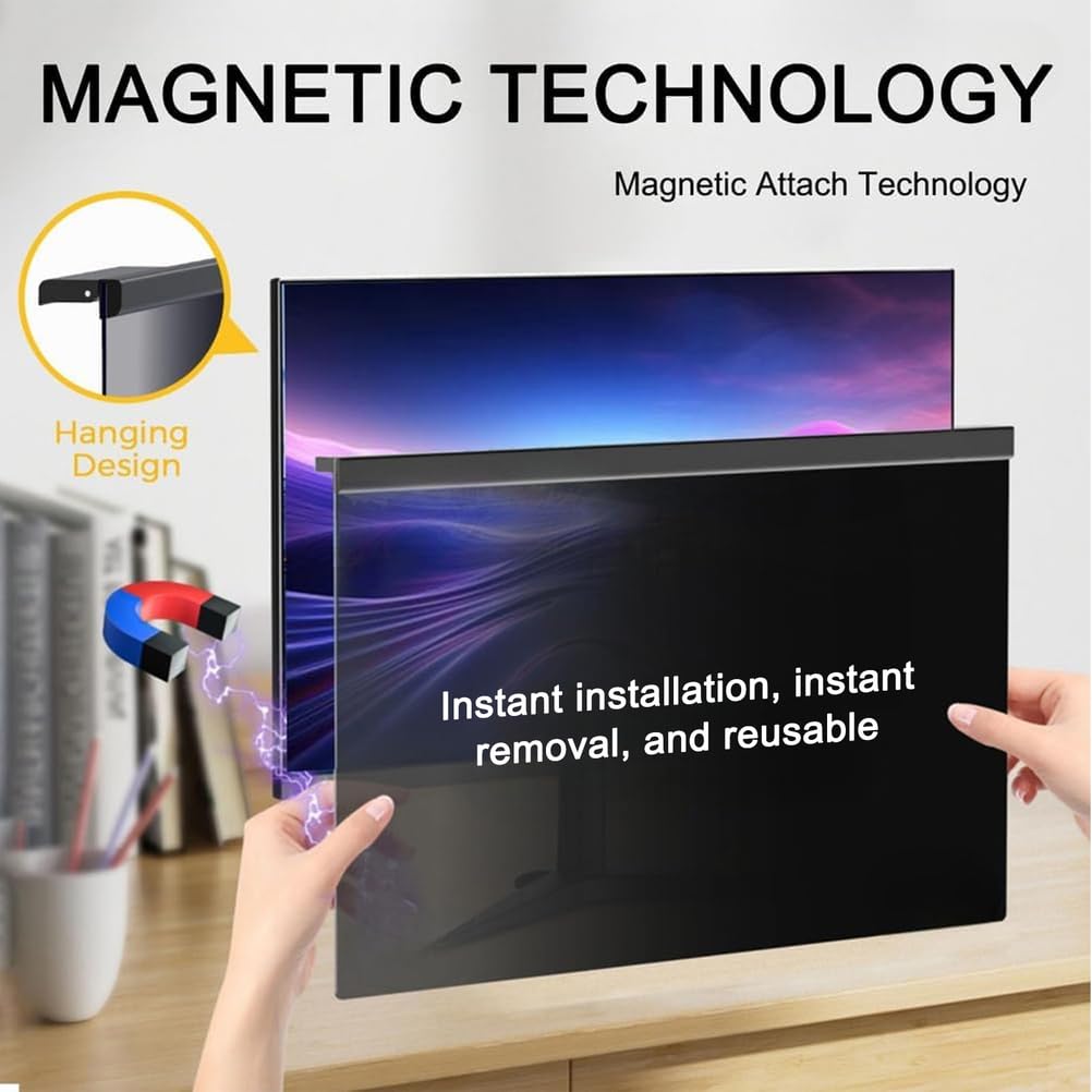 Filtro de Pantalla de Privacidad para Computadora Magnético de 32 Pulgadas, Película Protectora Colgante Anti-Luz Azul/Anti-Reflejo, Filtro Antiespía Extraíble para Entornos de Trabajo Digitales