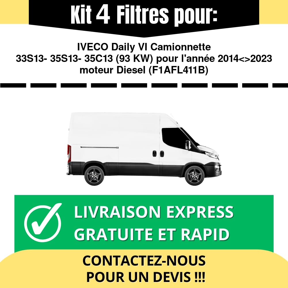 Kit Filtri Per IVECO Daily IV 2006-2011 — 4 Filtri (Olio, Aria, Carburante, Abitacolo), Compatibile Con Modelli 35C18V/P E 35S18V/P