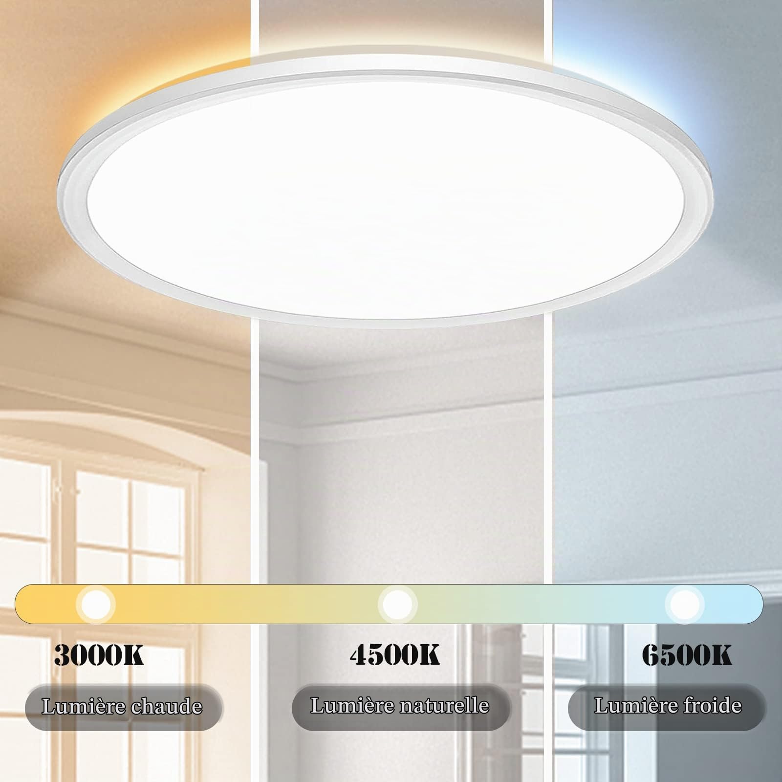 Wholede 36W 3800LM Plafonnier LED Dimmable, Luminaire Plafonniers avec Télécommande, Éclairage de Plafond Rond, Plafonnier pour Salle de Bain Chambre Salon Cuisine Couloir Ø39cm