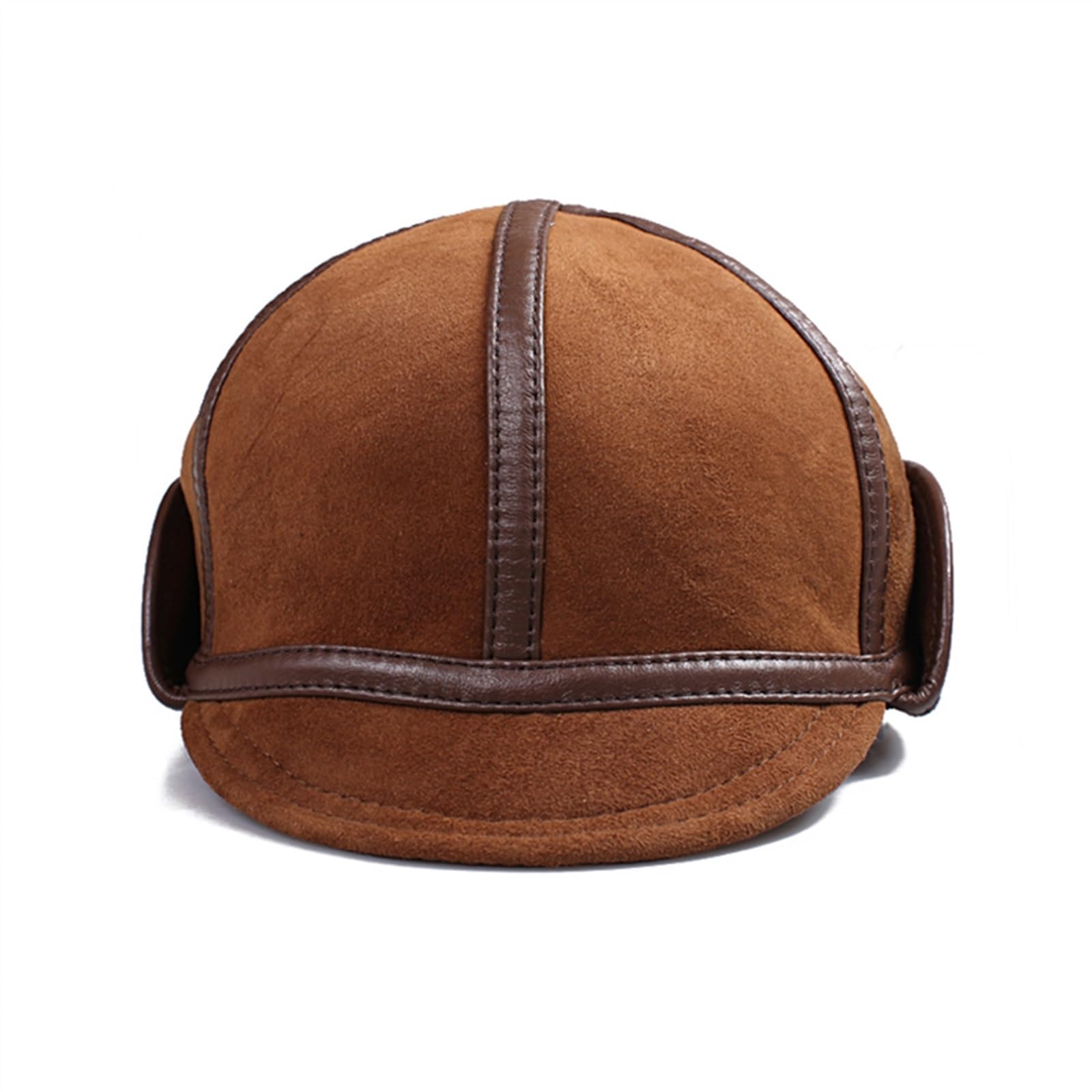 Cappello Bomber da Uomo Invernale Caldo con Protezione for Le Orecchie da Uomo in Vera Pelle di Pelliccia Sintetica all'Interno di Berretti da Neve in Pelle di Pecora Marrone(L(55cm56cm))