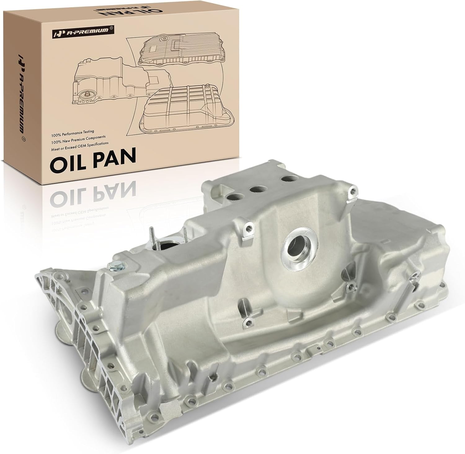 A-Premium Engine Oil Pan Sump with Drain Plug Compatible with BMW 328i xDrive 2010-2013, 328xi 2007 2008, 335i xDrive 2009-2013, 335xi 2007-2008, X1 2013-2015, 3.0L, Replaces 11137585432