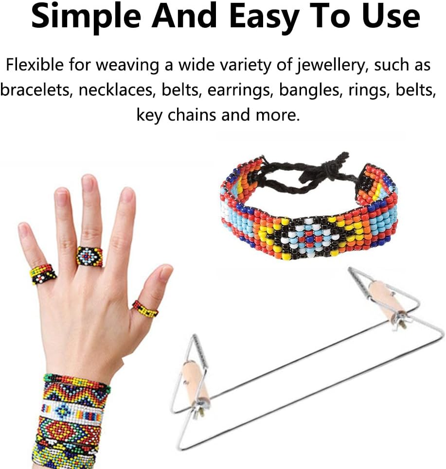 Bead Loom Kit,Loom Beading Supplies Includes Thread Chain Hooks Scissors Jewelry Making Accessories for Bracelets Necklace Earrings Belts Jewelry Making DIY Crafts, Silver White