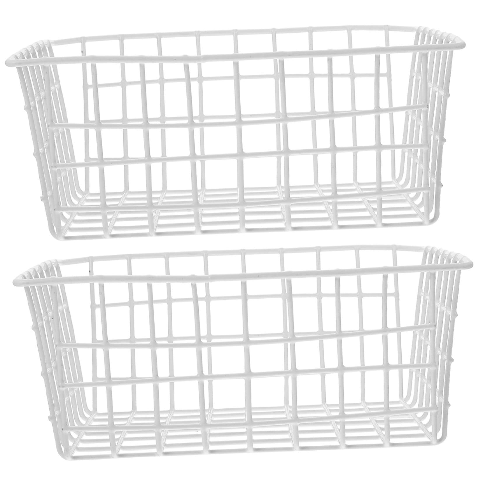 Toyvian Cesta para Congelador de Alambre Metálico Color Claro 28x21,5x12 Cm 2 Unidades Organizador de Almacenamiento en Frigorífico para Frutas y Verduras