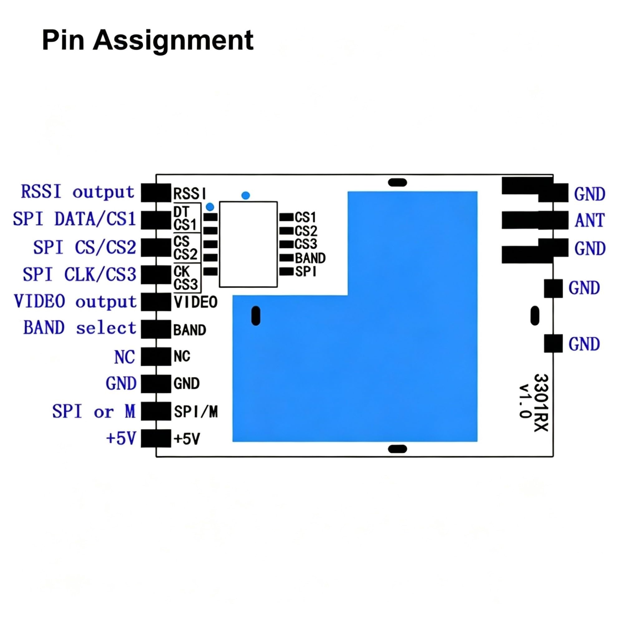 Modulo Ricevitore Video VRX Analogico Wireless 3301RX 3,3GHz